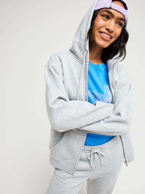 Surf Stoked Zipped Brushed - Sweatshirt com capuz e fecho Cinzento mulher