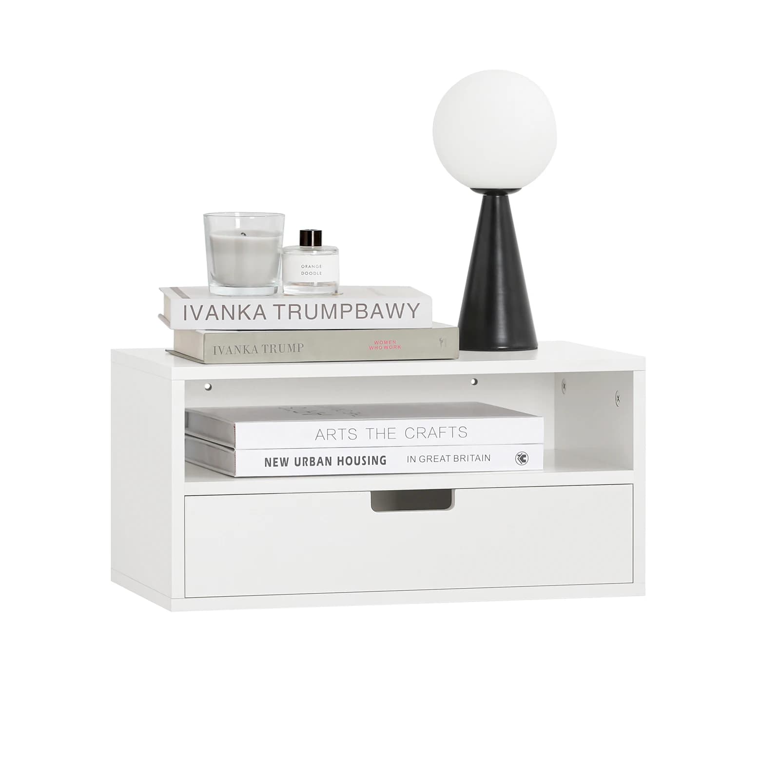 SoBuy NKD03-W mesa de cabeceira pendurada mesa de cabeceira flutuante bandeja de cabeceira pendurada prateleira noturna para celular hover rack