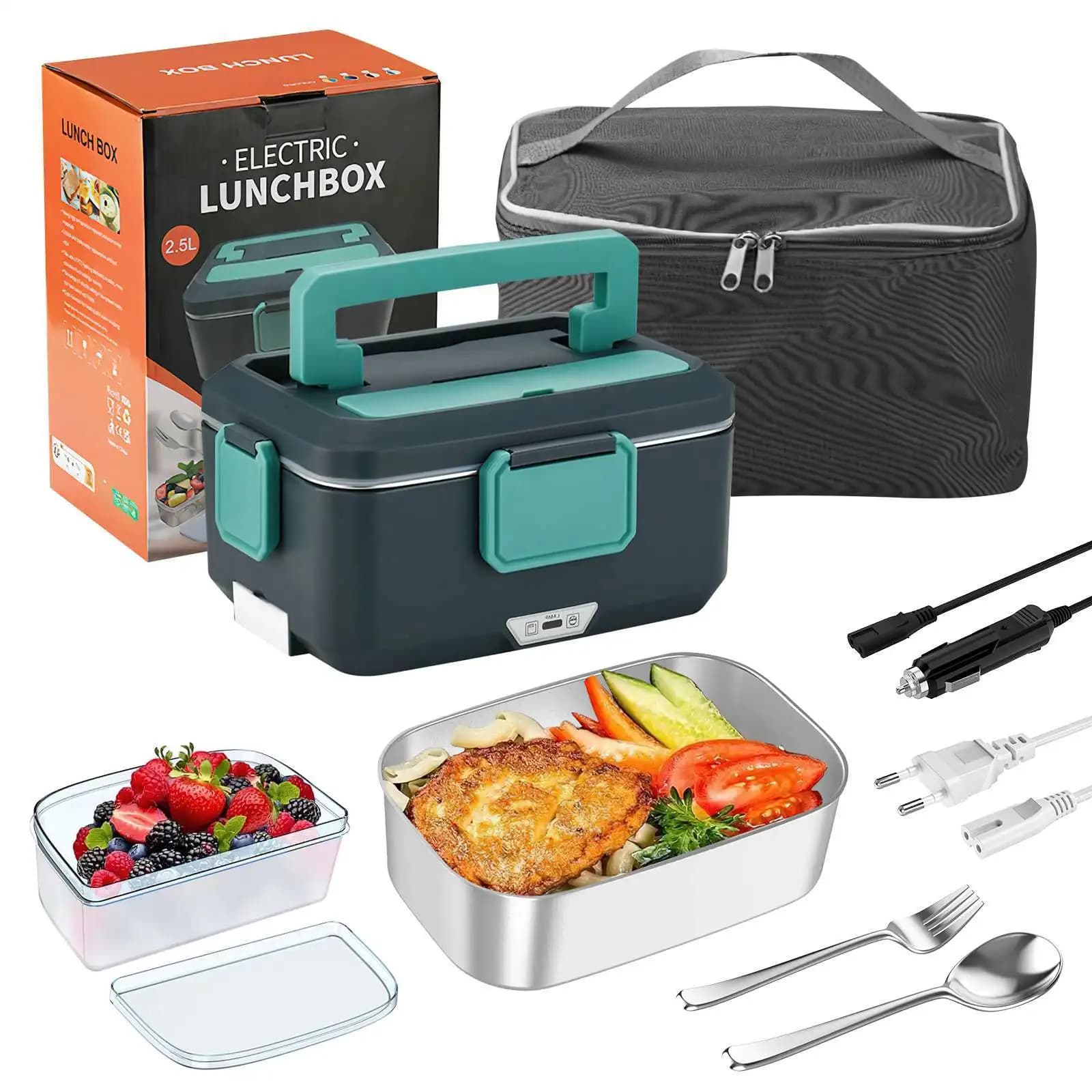 Lancheira elétrica portátil de 2,5 l, 90w, aquecedor de alimentos portátil para carro ou casa, à prova de vazamento, aquecimento de almoço,