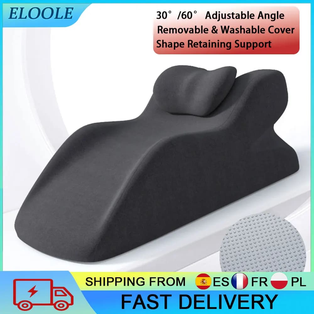 Almofada em Forma de Cunha 30 ° /60 °   Almofada de Apoio Inclinada com Capa Removível e Lavável para Suporte de Pernas, Costas e Pescoço em Cama