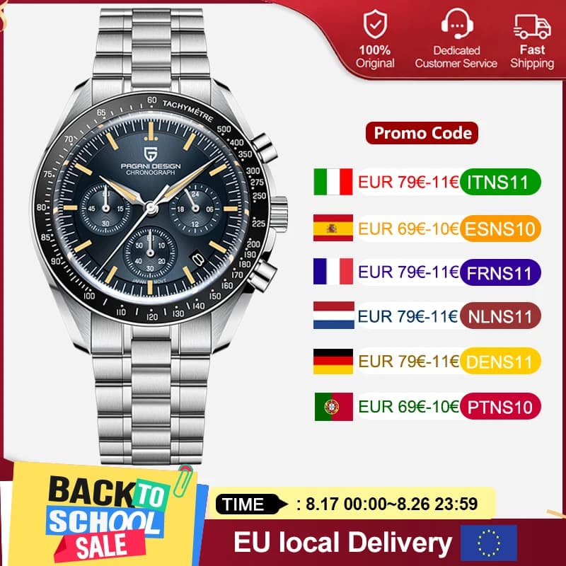 Novo Relógio Masculino 2026 PAGANI DESIGN de Luxo Superior, Quartzo, Cronógrafo Esportivo de Alta Velocidade, com Vidro de Safira AR Protetor, Bezel
