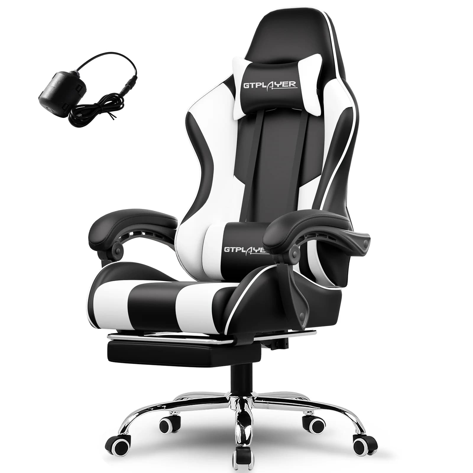 Cadeira Gamer GTPLAYER, Cadeira de Escritório com Massagem, Poltrona Ergonômica para Jogos, Cadeira Gamer com Apoio para os Pés, Almofada de Linho