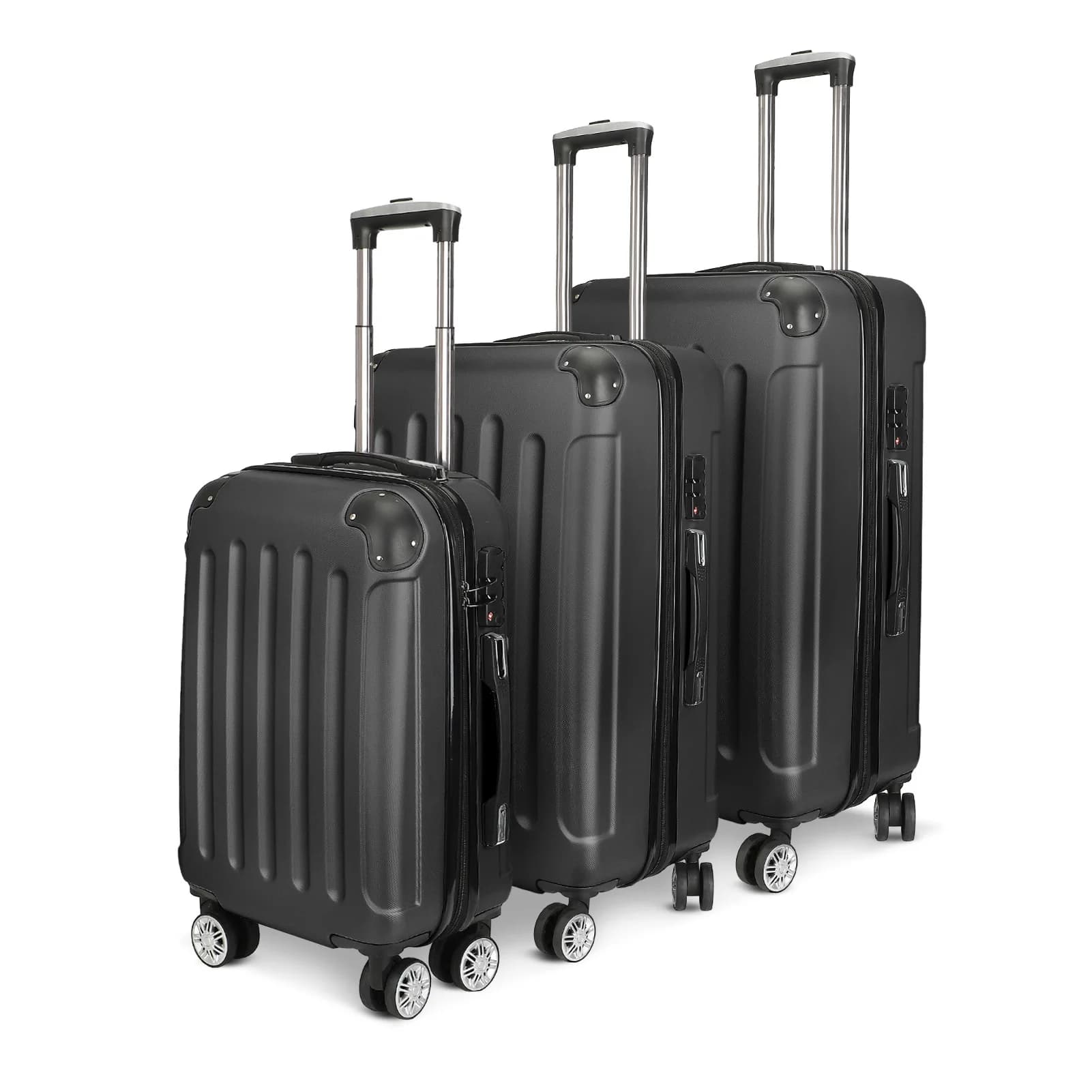 Conjunto de Malas Rígidas Fangange com 3 Peças, Malas de Viagem ABS com Rodas Giratórias de 20/24/28 Polegadas, Alça Telescópica Ajustável em 3