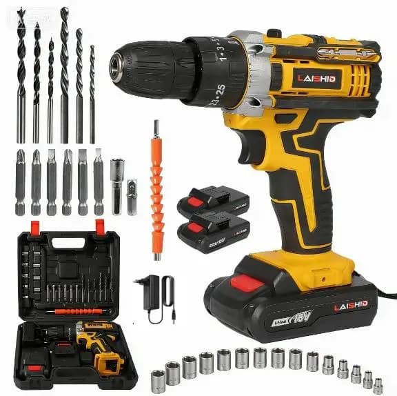 Conjunto de furadeira sem fio ND, 18V, 23 peças, com mandril sem chave de 3/8 polegadas, furadeira com embreagem 253, com luz de trabalho, torque