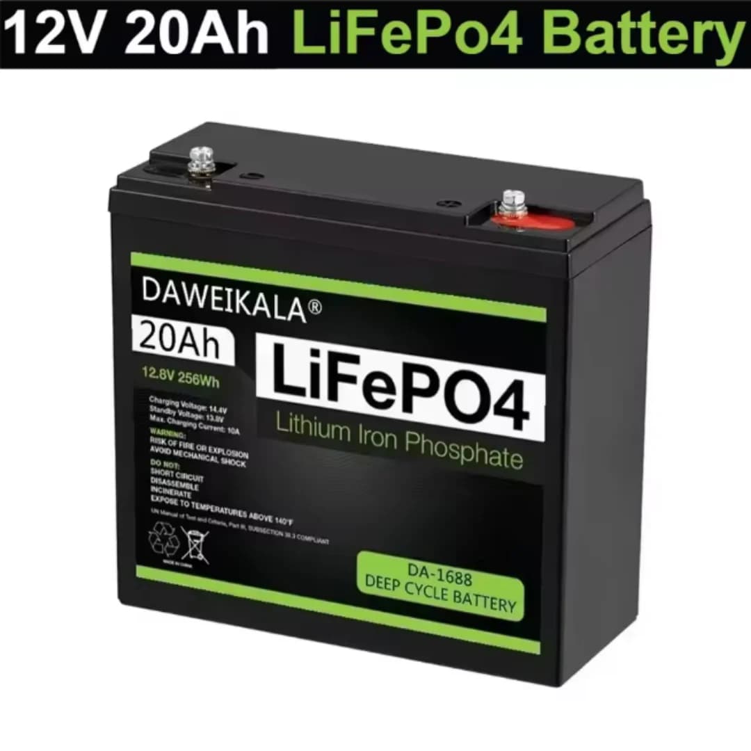 Bateria LiFePO4 12V 20Ah com BMS 20A, Bateria de Ciclo Profundo 12V 20Ah para Power Wheels, Localizador de Peixes, Iluminação e Suprimento de
