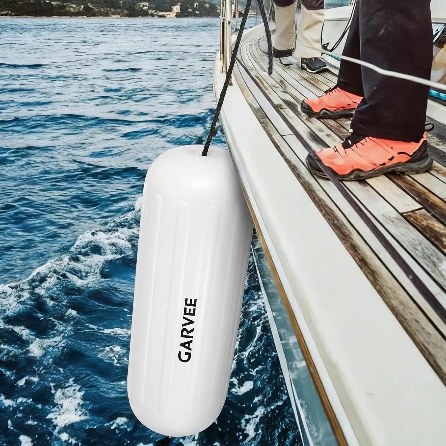 Defensas para barcos de 25x71 cm, pacote com 4, defensas infláveis resistentes com cordas e bomba para barcos pontão, veleiros e iates, para
