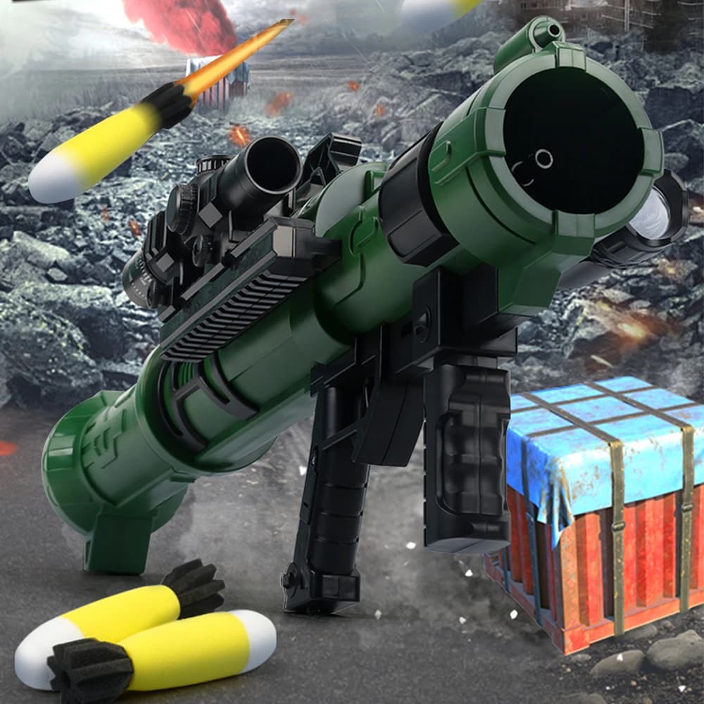 lançador de foguetes tático Brinquedo de Airsoft com morteiro de mísseis Obus soft shell infantil Bomba de dardo luminoso Desportos ao ar livre