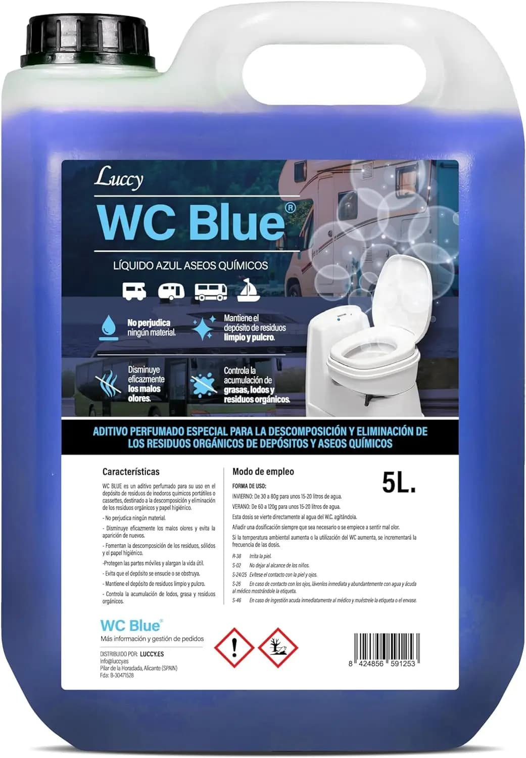 Wc Azul |     Aditivo de Fórmula Aprimorada para Água Negra, Tanque de Resíduos, Fluido Sanitário para Caravanas, Campers e Banheiros Portáteis