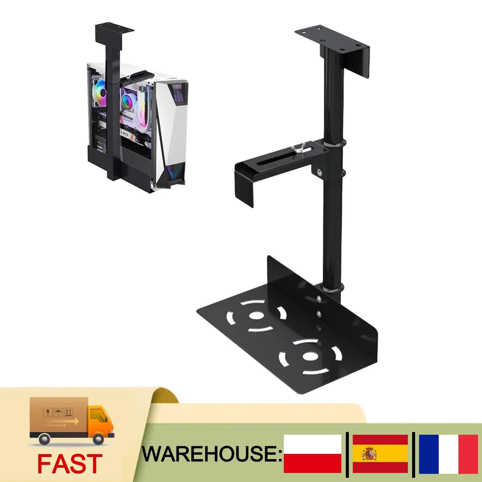 360 °   Suporte Giratório para Computador embaixo da Mesa, Suporte Ajustável para PC, Carga Máxima de 25kg, Organizador Montado embaixo da Mesa e