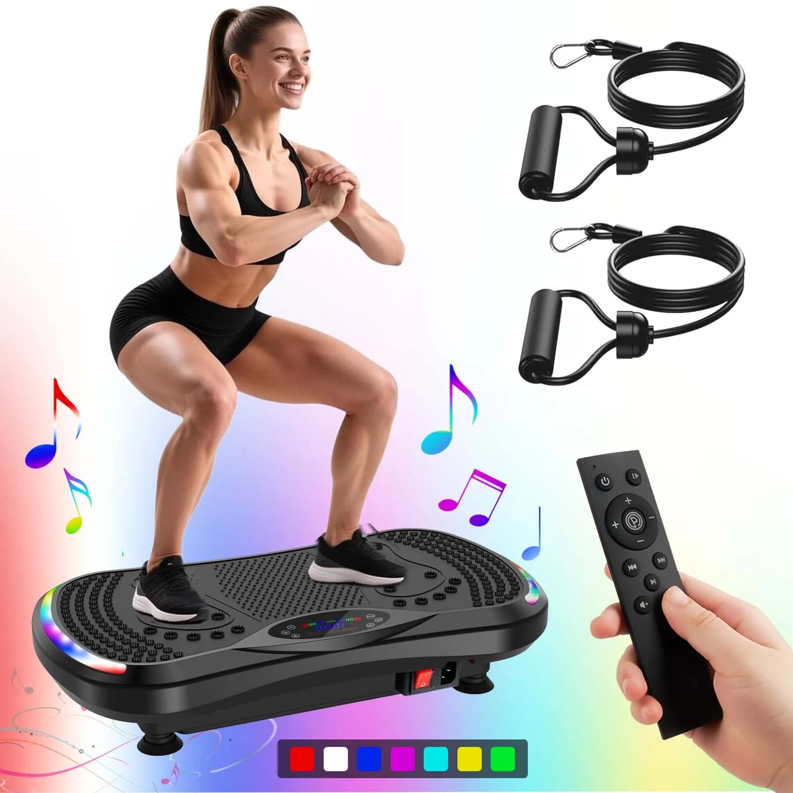 Máquina de Exercício com Placa Vibratória, Controle Remoto e Cinto de Treinamento, Motor Ultra Silencioso, Equipamento de Fitness para o Corpo