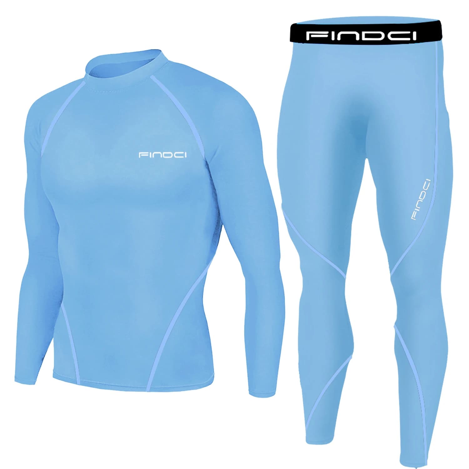 Findci conjunto esportivo masculino de corrida, camisa de compressão + calças justas, mangas compridas, secagem rápida, fitness, academia, yoga