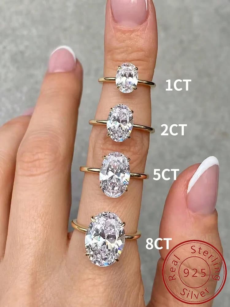 925 prata esterlina lindo brilhante 1-8ct zircão anel de pedra oval para mulheres noivado casamento luxo alta qualidade jóias finas