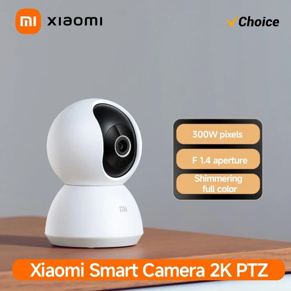 Xiaomi Smart Home 360 °   Câmera de Segurança Mi PTZ 2K Webcam 1296P 3 Megapixels com Detecção Humana por IA e Visão Noturna, Compatível com