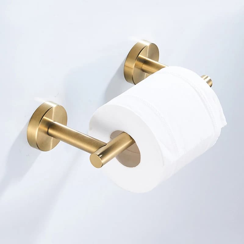 Suporte de papel higiênico de aço inoxidável fixado na parede suporte de rolo de papel higiênico dourado cabide de tecido do banheiro itens