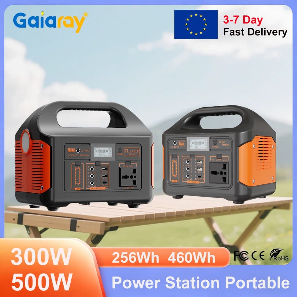 Gaiaray 500W 300W Estação de energia portátil Gerador solar LiFePO4 Estação de carregamento Estação de energia de emergência UPS para