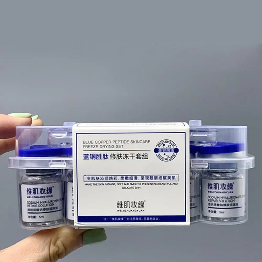 GHK-Cu 99% Peptídeo de Cobre em Pó Liofilizado, Cobre Azul Anti-Rugas, Rejuvenescedor, Repara Linhas e Barreira Cutânea