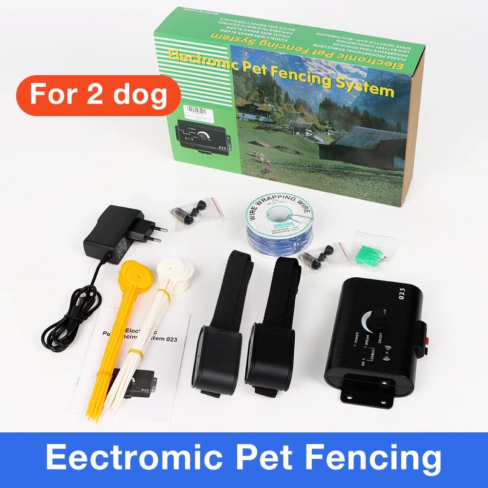 HT-023 Coleira de treinamento de choque para cerca elétrica de cachorro Sistema eletrônico de cerca para animais de estimação Faixa de controle