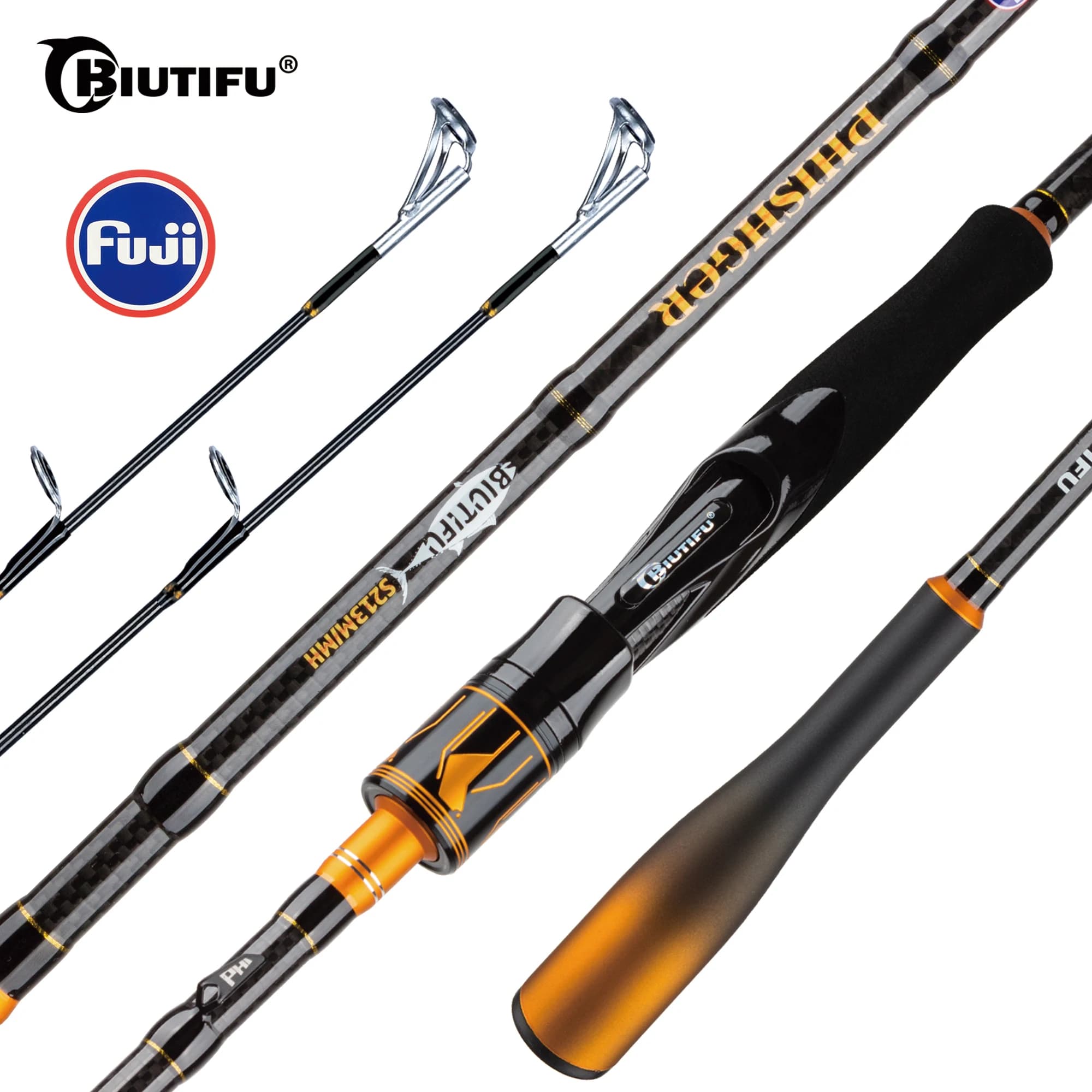 BIUTIFU Guia Fuji de 2 Pontas Vara de Pesca de Fundição de Spinning 1.8-2.7m 2 Seções T1000 Vara de Baitcasting de Carbono para Baixo Pike 7-80g