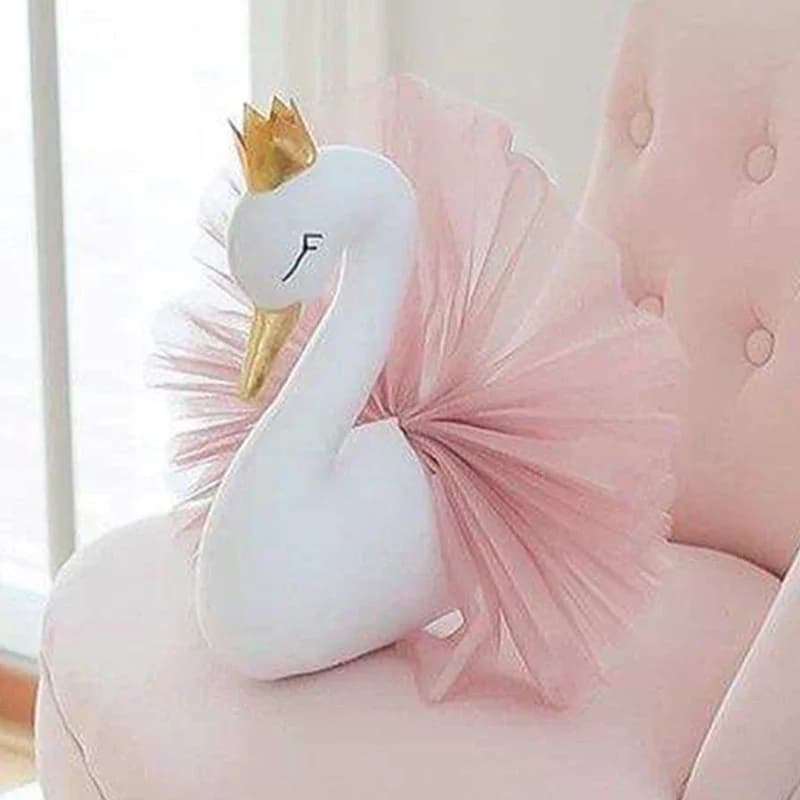Golden Crown Swan Doll Art Pendurado Na Parede, Baby Girl Room Decor, Adereços De Fotografia De Aniversário, Preenchimento De Animais, Decoração