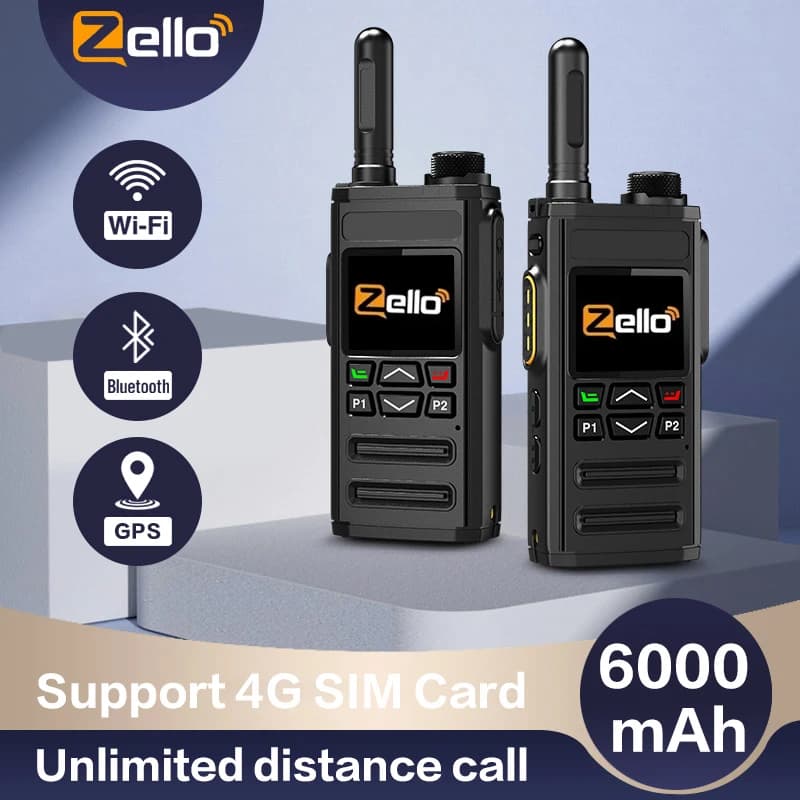Android 8.1 |   Rádio Zello 4G POC - SIM/WiFi e Bluetooth, alcance 100Mi, walkie talkie profissional