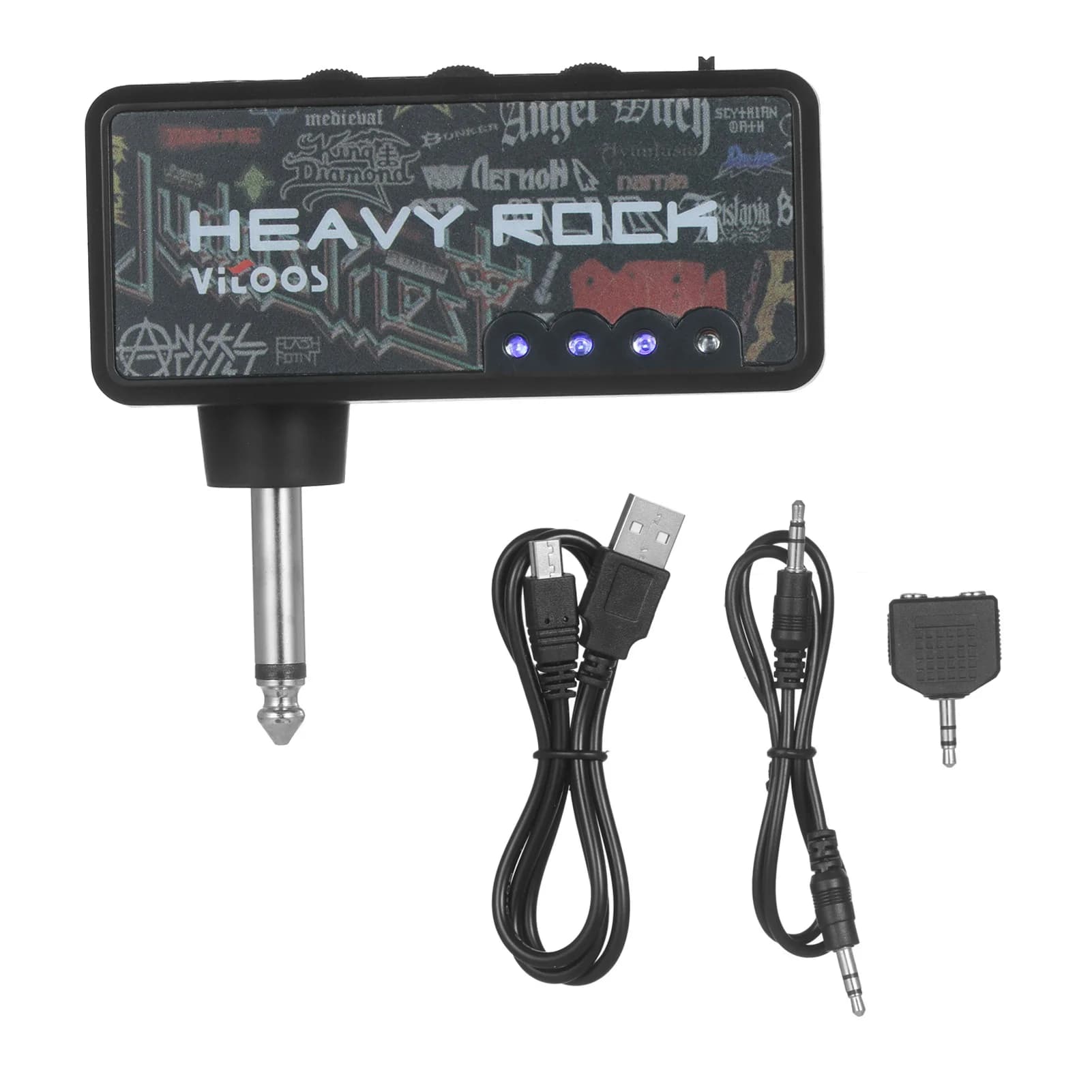 VITOOS Plugue de guitarra elétrica Mini amplificador de fone de ouvido Heavy Rock compacto portátil