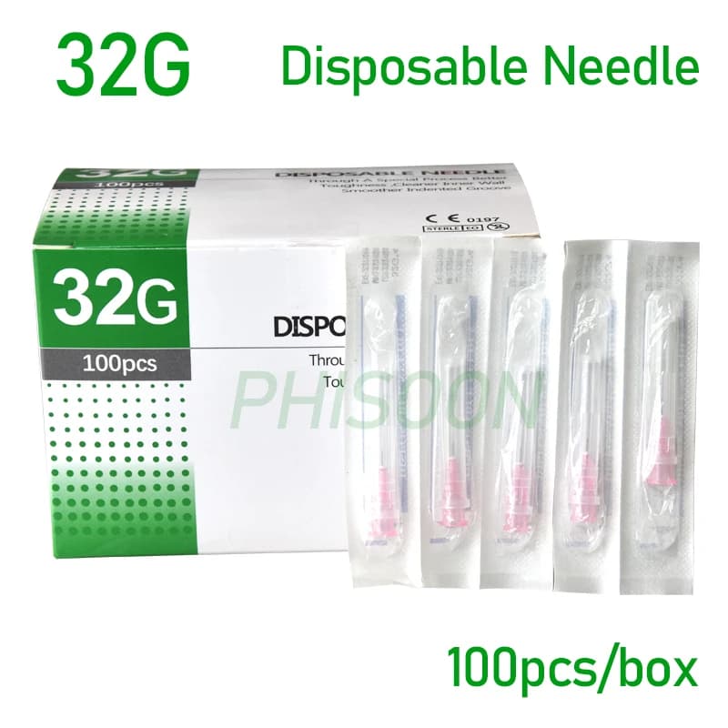 100 peças agulha pequena indolor beleza ultrafina 32g * 4mm, 32g * 13mm seringas agulhas coreanas ferramentas para pálpebras