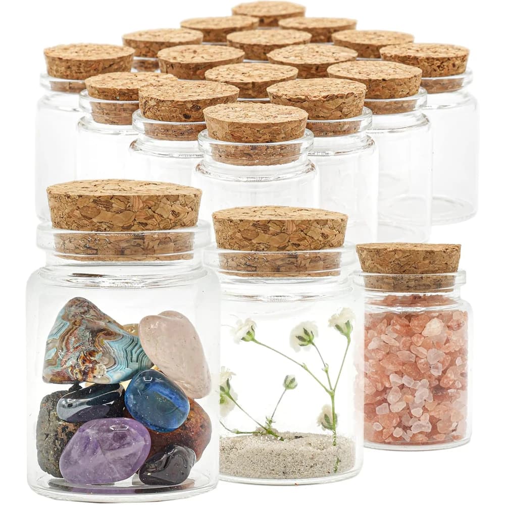 20 pacote 30ml mini garrafas de vidro com rolhas de cortiça 2 "x 1.4" minúsculos frascos de feitiço desejando garrafa de mensagem diy deco favores