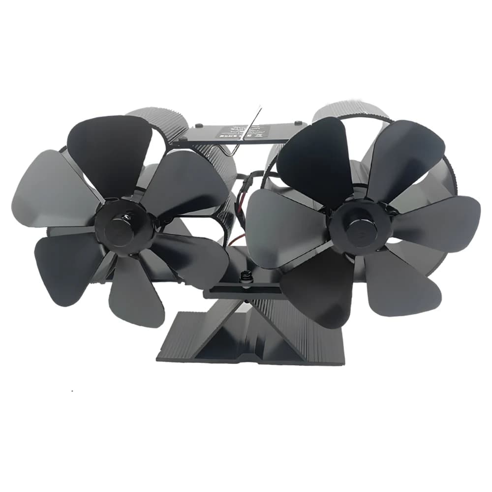 Ventilador de fogão a lenha alimentado por calor, motores silenciosos duplos, 6 lâminas, não elétrico, ventilador de lareira ativado por calor com