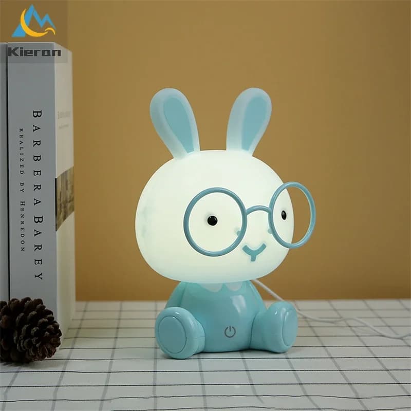 Modern Cartoon Night Light for Kids Room, Lâmpada LED Decor, Coelho, USB, Chão, Quarto, Luminária, Toque Interruptor