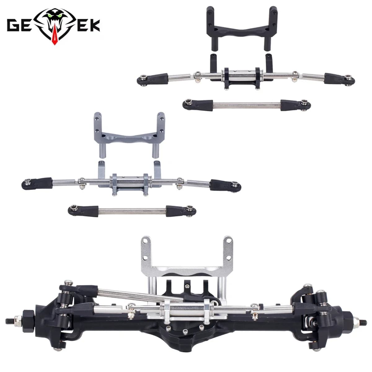 Montagem servo de alumínio soa e ligação de direção hidráulica de escala para 1/10 rc crawler fimonda rockjock scx10 ii atualização de eixo