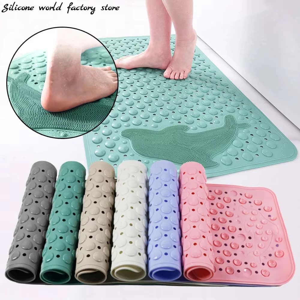 1pc golfinho retangular antiderrapante esteira, 35*70cm pvc anti-pular esteiras de banho para banheiro, massagem banheira esteira segura tapetes pé