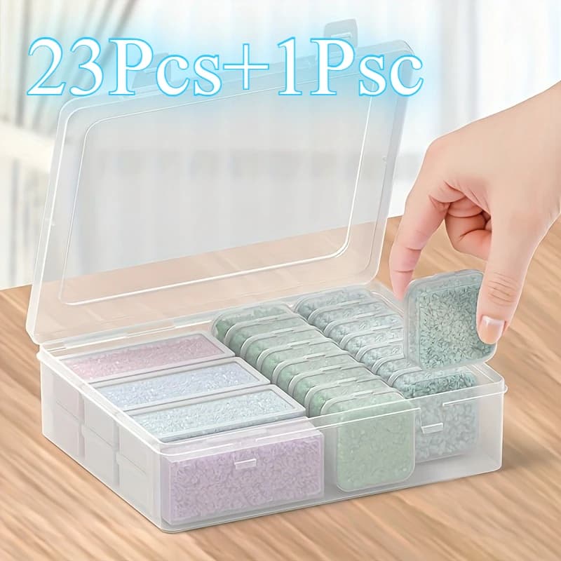 Conjunto de 23+1 Peças de Contêineres de Armazenamento Transparentes em Plástico, Organizadores Retangulares e Quadrados para Joias, Pérolas,