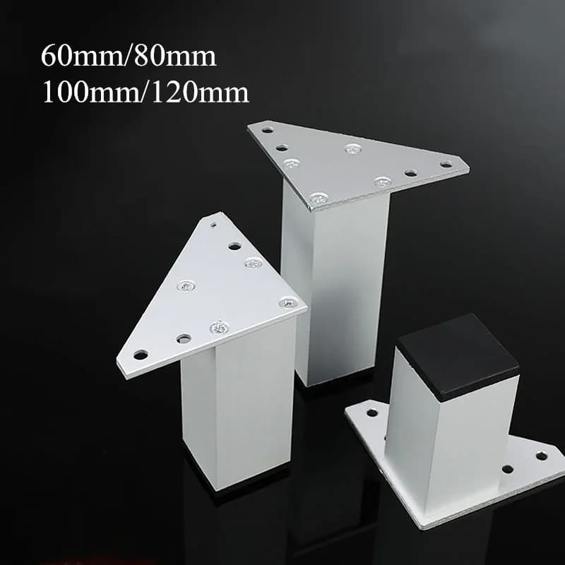4pcs Praça Perna Móveis De Metal Gabinete Mesa de Café Pernas Grossas de Apoio para Os Pés Da Liga de Alumínio para Gabinete TV Sofá Cama riser