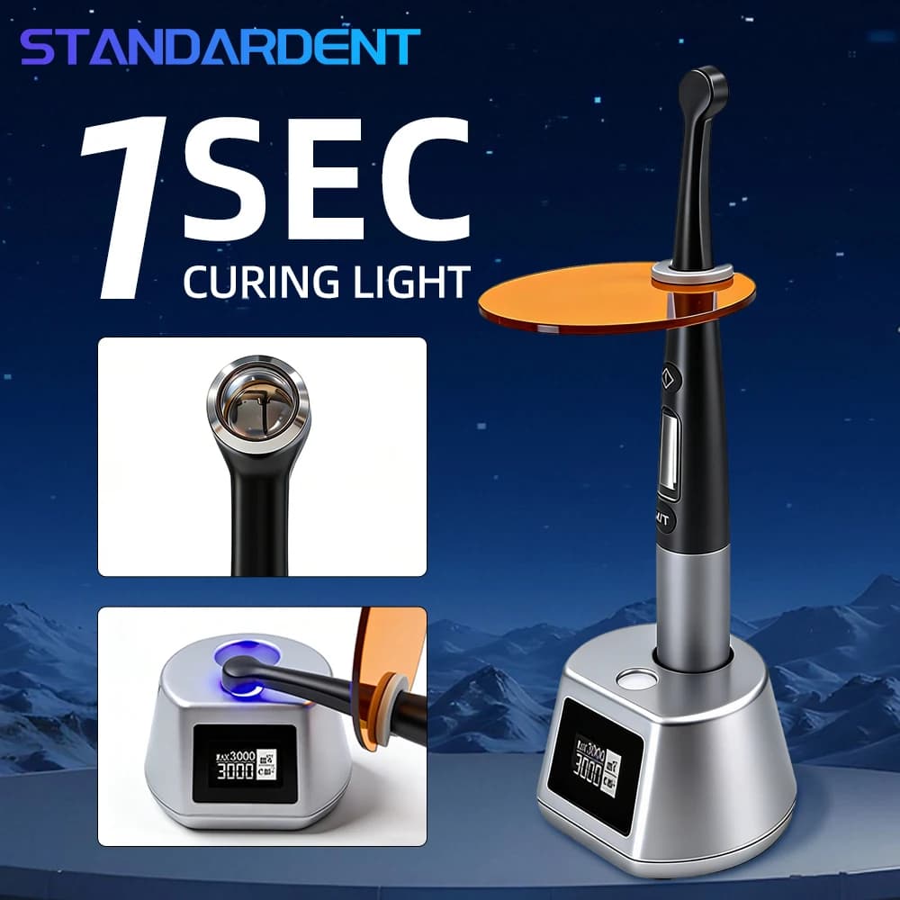 Luz de Curação Dental 1S, Lâmpada LED Azul de 1 Segundo, 3100mW/cm², Sem Fio, 7 Modos, 10W de Alta Potência, Equipamento Odontológico AZ