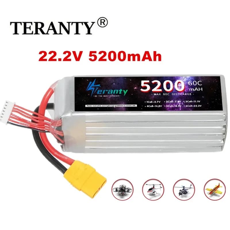 Bateria lipo 6S 5200mAh 22.2V 60C Softtcase com plugue EC5 para carro RC FPV Drone Deserto Truck RC Racing Hobby Parts XT60 T XT90