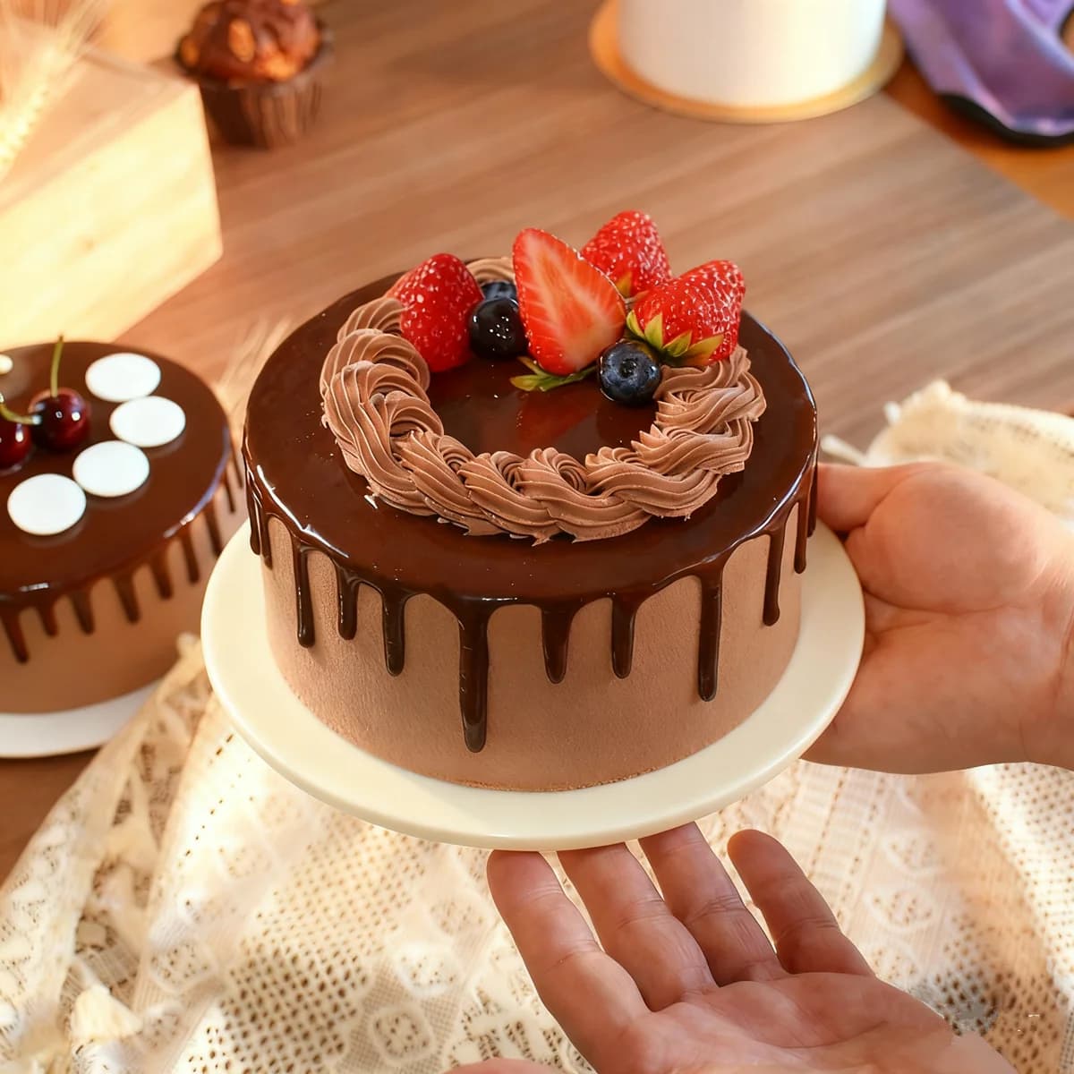 Bolo de aniversário falso realista de 6 unidades - Decoração de celebração realista para exibição de festa, adereço fotográfico, presente de