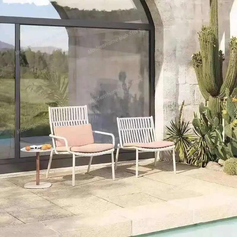 Conjuntos de Móveis de Jardim para Adultos em Metal, Design Italiano, Conjuntos de Móveis de Jardim Móveis, Decorações Nórdicas Naturais para