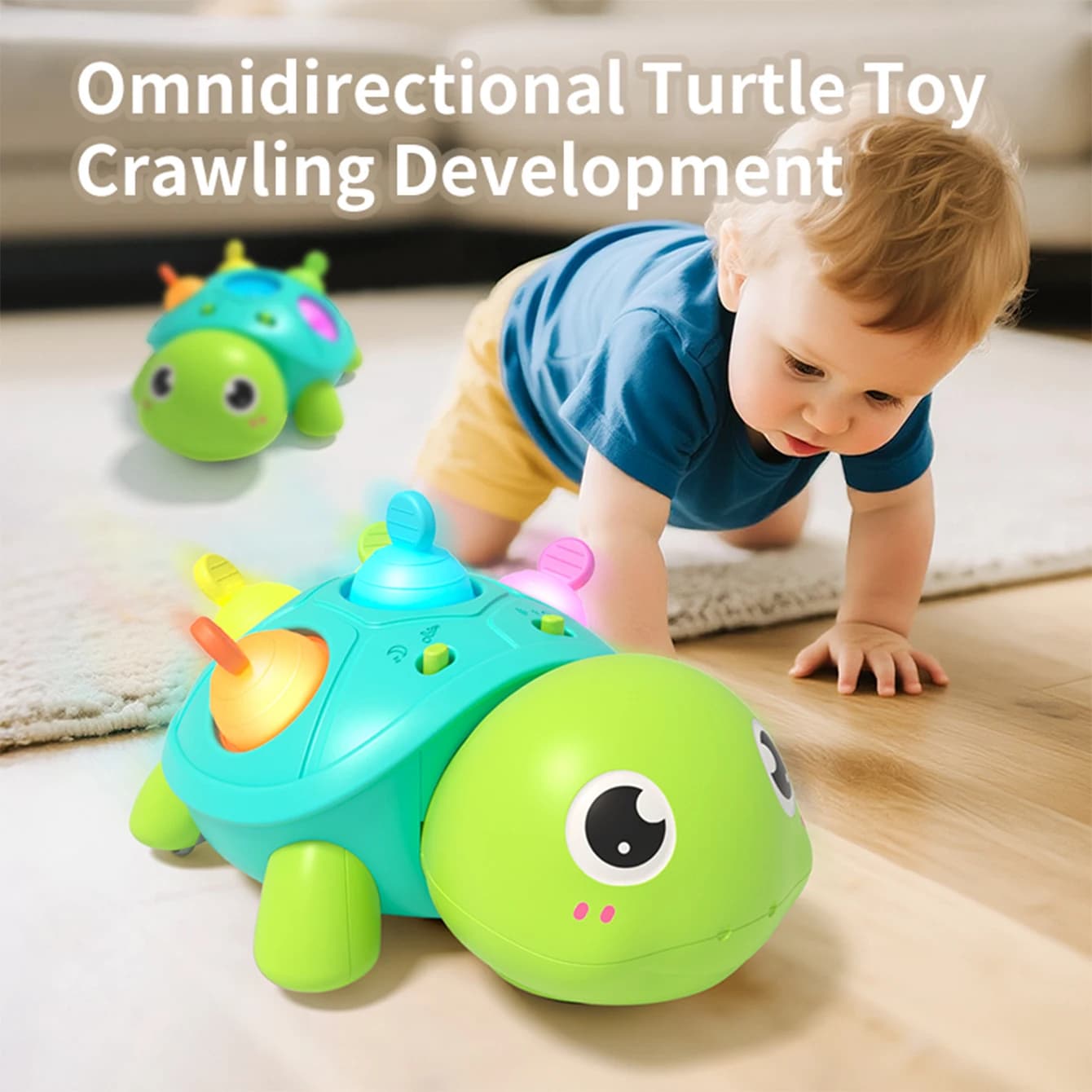 Brinquedo de Tartaruga Bebê com Som e Luz - Pode Ser Mastigado e Tem Efeito Calmante de Banho de Bolhas para Bebês
