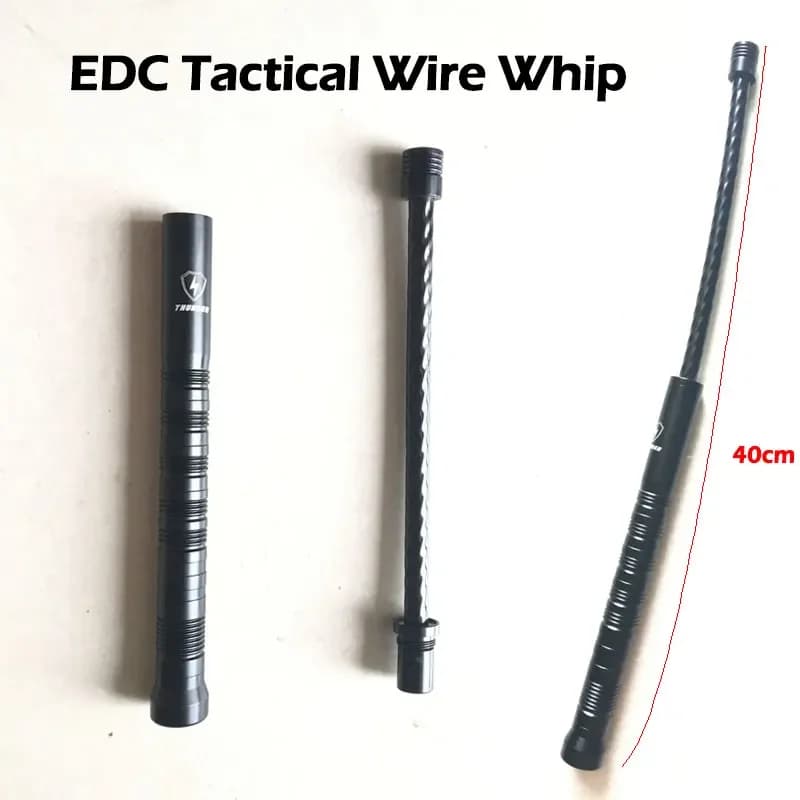 2024 novo 40cm ao ar livre edc portátil tático fio chicote liga de alumínio alça bolso segurança ferramenta auto defesa