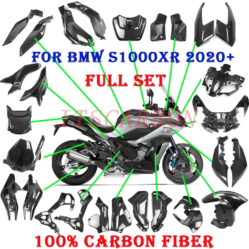 Acessórios para motocicleta, peças completas de fibra de carbono real, painéis de carenagem, kits de cobertura para bmw s1000xr m1000xr 2021 2022