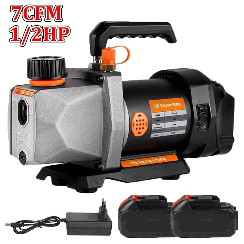 Bomba de Vácuo Sem Fio 7CFM 1/2HP 5PA com Entrada de Ar 1/4 para Refrigeração e Ar Condicionado, Compatível com Bateria Makita 21V/18V