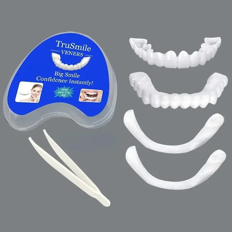 Kit de Dentes Postiços Removíveis para Clareamento e Substituição Temporária de Dentes - Kit de Reparo e Encaixe Rápido para Dentes Brancos