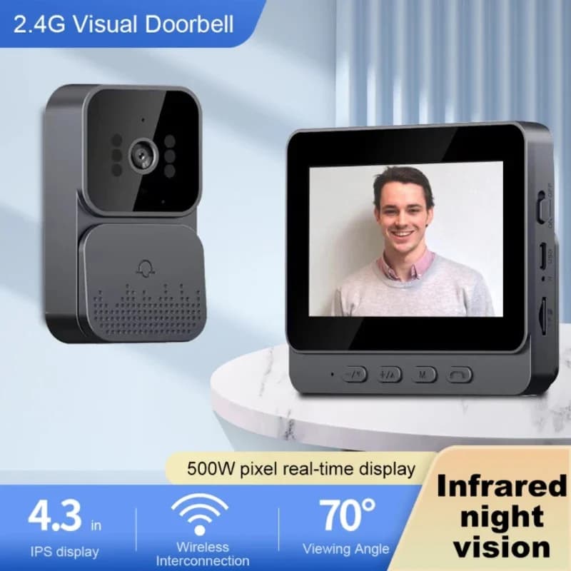 Campainha de intercomunicação sem fio HD Night Vision 4.3in lPs tela impermeável Visual campainha câmera segurança doméstica inteligente Vídeo