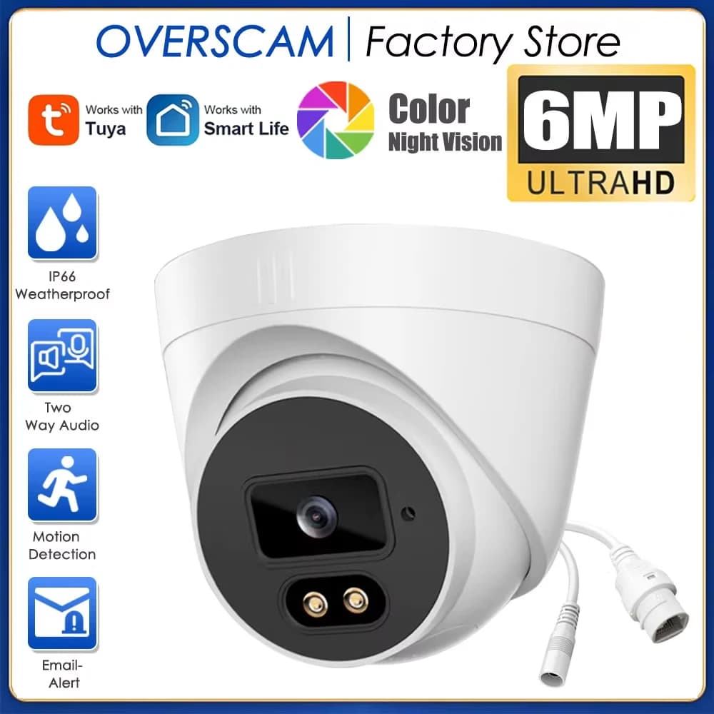 6mp tuya smartlife câmera de vigilância em casa ip poe áudio bidirecional dome cor visão noturna ai detectar cctv segurança de vídeo para nvr