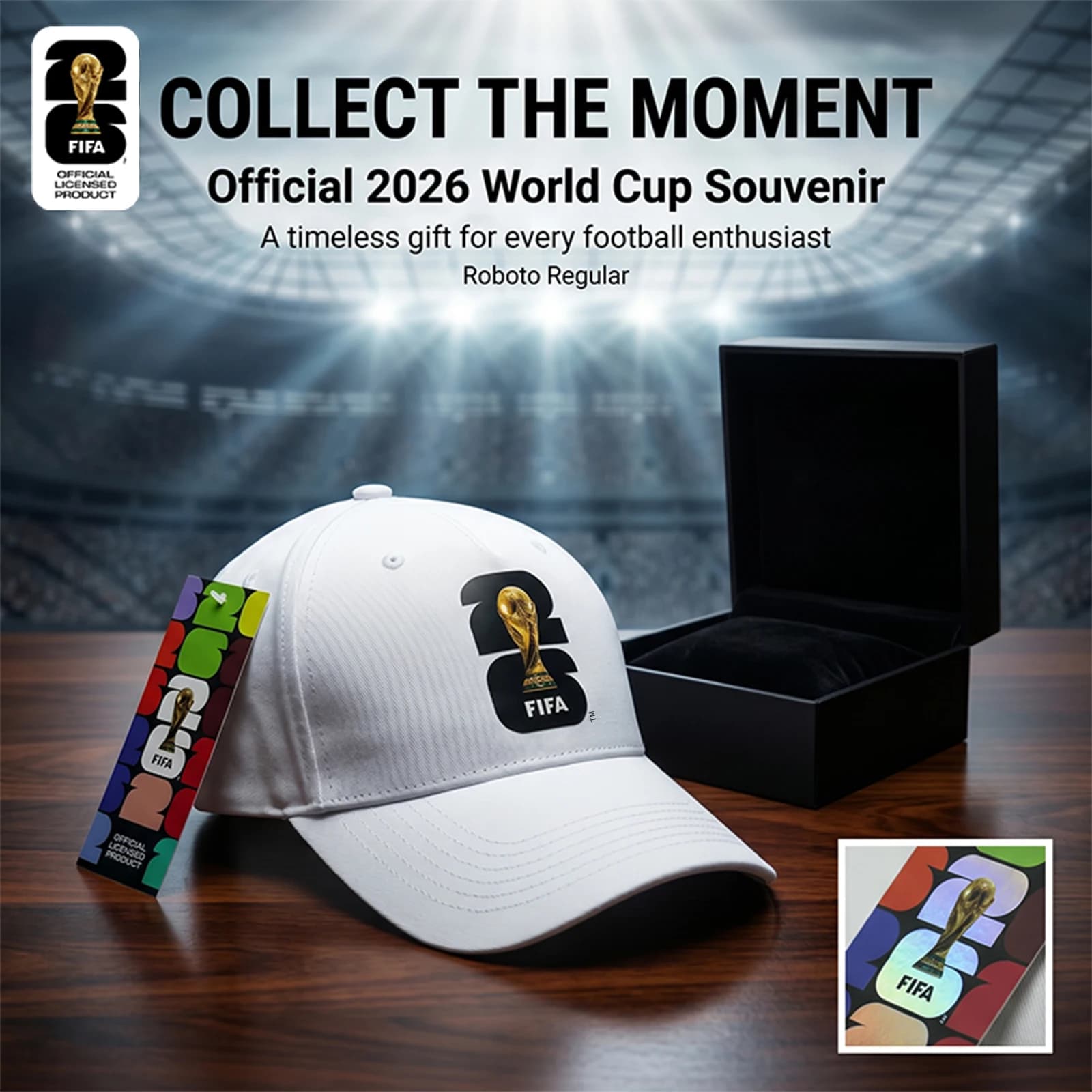 Boné de Beisebol Licenciado Oficial FIFA Copa do Mundo 2026, Respirável e Ajustável para Fãs de Futebol