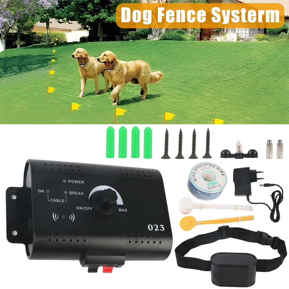 Sistema eletrônico de cerca para animais de estimação, contenimento, cerca elétrica para cães, coleira de treinamento, acessórios para animais
