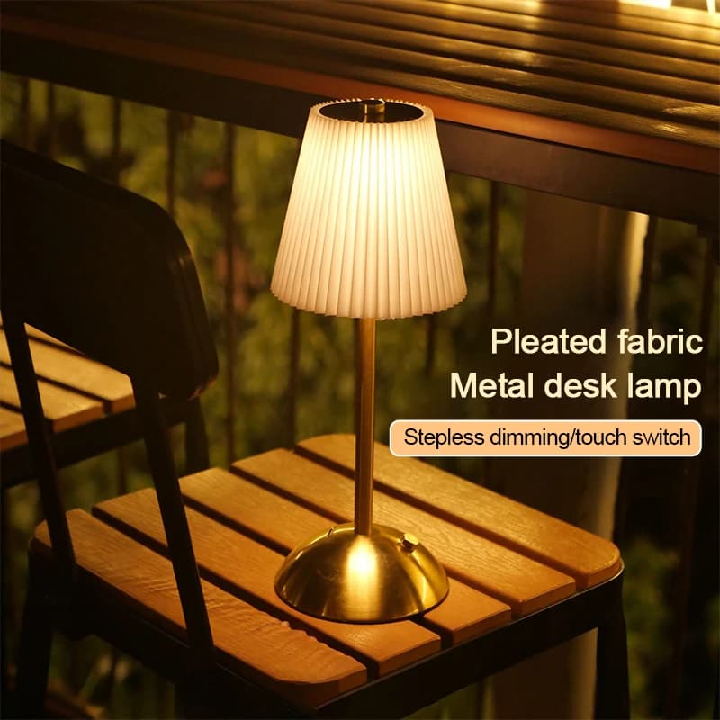Pequena lâmpada de mesa plissada usb recarregável lâmpada de cabeceira sem fio para o quarto sala estar decoração escritório em casa