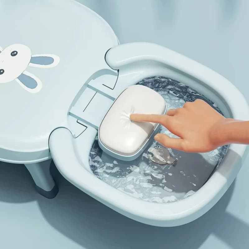 Cadeira de shampoo infantil, confortável, dobrável, ajuste de quatro velocidades, não molhada, orelhas de bebê, banco de shampoo para banho de