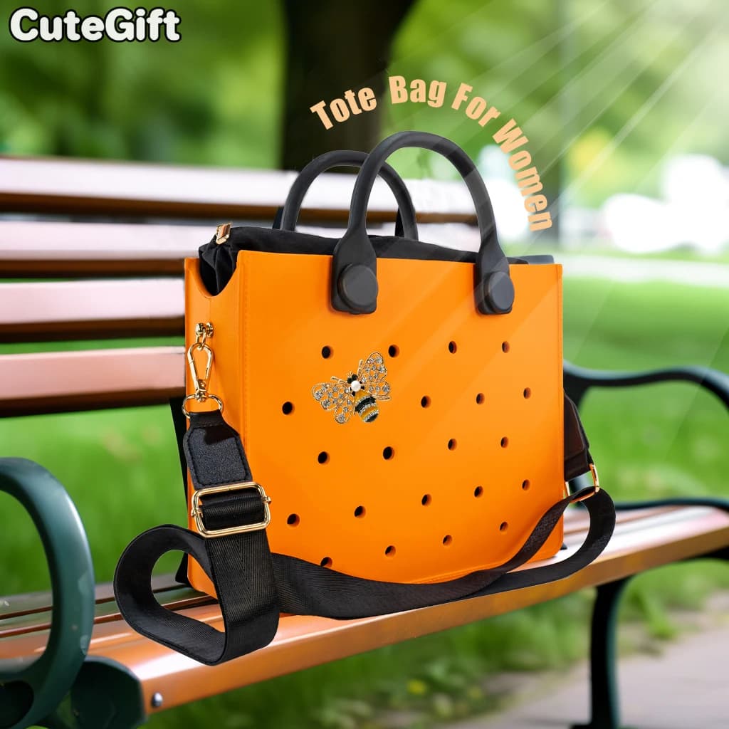 Bolsa de ombro de couro grande de eva, bolsa tote de armazenamento para mulheres, casual, à prova d'água, bolsa de praia, buraco, charme, bolsa de