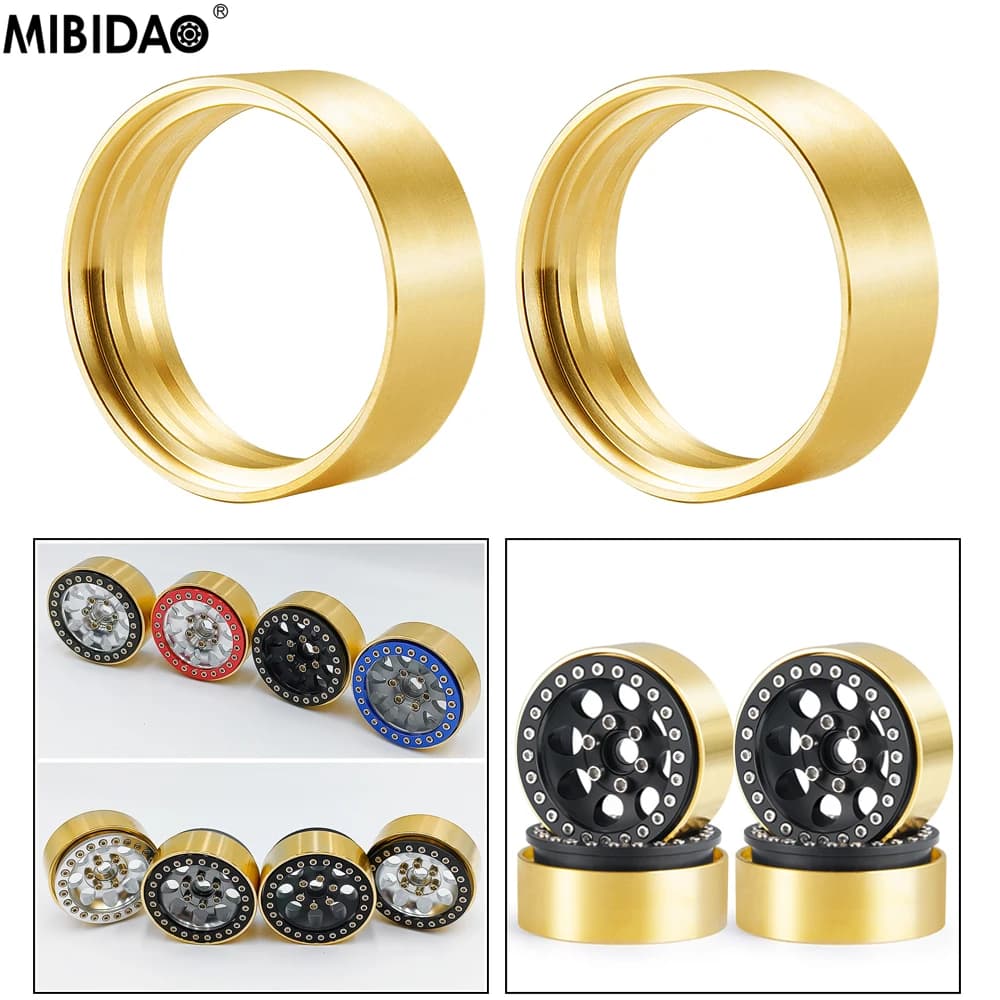 Mibidao 4 pçs latão interno beadlock anel 76g braçadeira anéis para 1.9 "aro da roda 1/10 axial scx10 90046 axi03006 trx4 rc rastreador